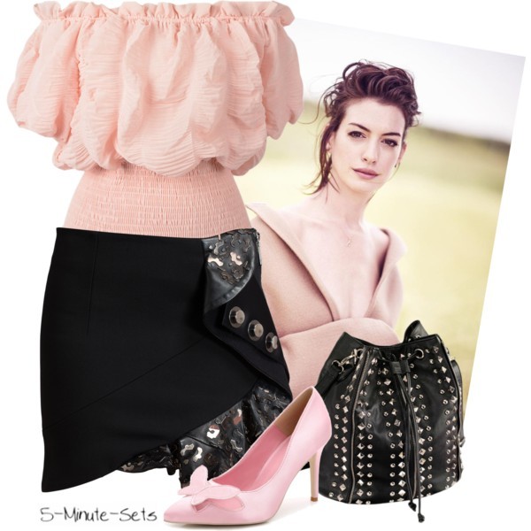 Anthony Vaccarello Buttoned Leather Ruffle Skirt - Bucket handbag with rivet chain design