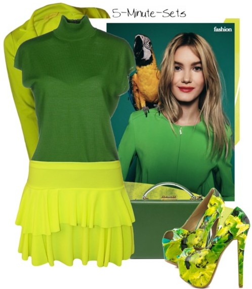 Neon green patter platforms from Chinese Laundry - Rara Two Tier Frill Gym Dance Neon Plain Mini Party Skirt  - 