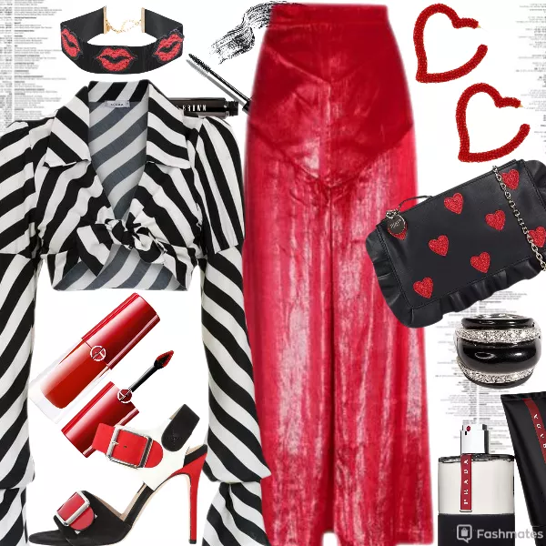 PRADA - kiss choker - Sachin Babi Sachin Babi | Heart Hoop - heart purse clutch - red leather pants