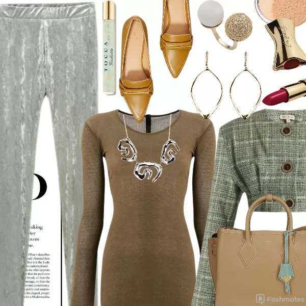 H&M - Crushed Velvet Leggings , Mcm MCM Cotrast Tag Tote Bag , Bill Blass Surit Flats