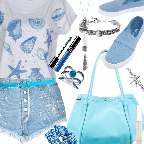 FORTE DEI MARMI COUTURE Denim shorts , Chanel ROUGE COCO GLOSS , BLUGIRL FOLIES T-shirts seas shells blue